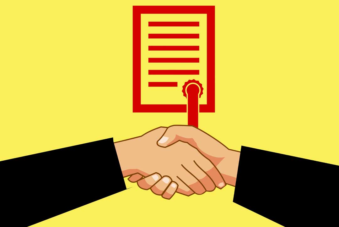Two hand shaking hands with a certificate on the background to illustrate NLP Certification